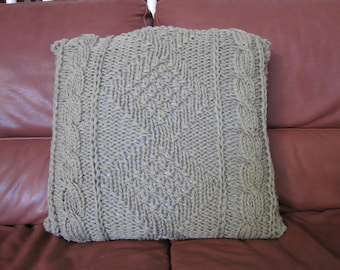 Ready-Made Knit Pillow---EXQUISITE in TAUPE  (20in)