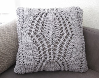 Ready-Made Knit Pillow ---DELIGHTFUL in GREY  (20in)