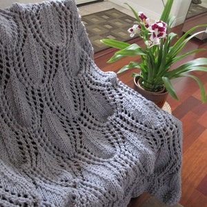 Ready-Made Knit AfghanDELIGHTFUL in LIGHT GREY image 1