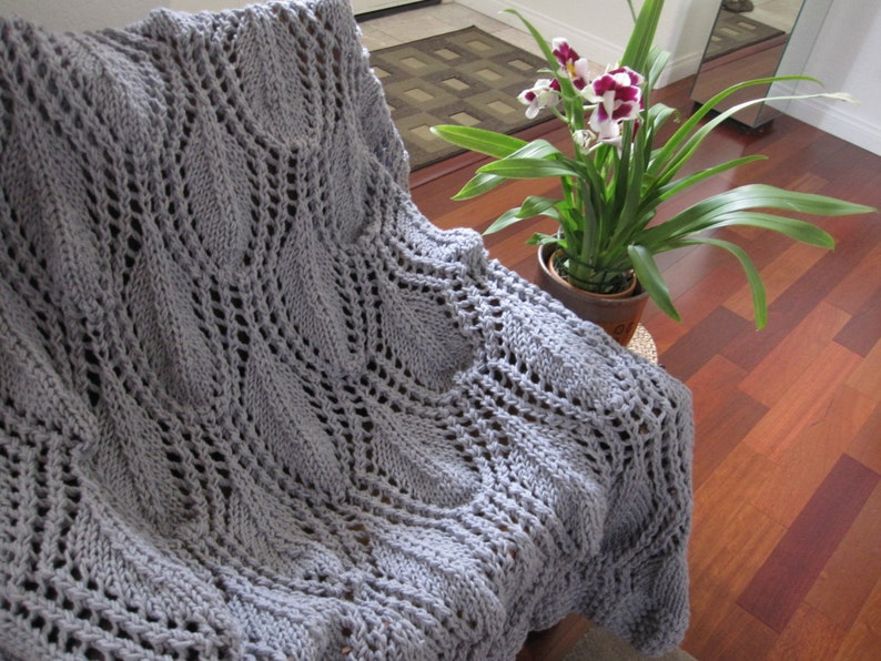 Ready-Made Knit AfghanDELIGHTFUL in LIGHT GREY image 1