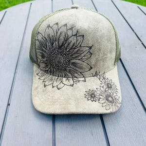 Suede Sunflower Trucker Hat