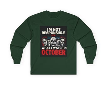 Horror Fan Long Sleeve Tee, Unisex Cotton Shirt, Scary Movie Gift Idea, Halloween Clothing, Horror Fan Apparel, Creepy Movie Night Shirt