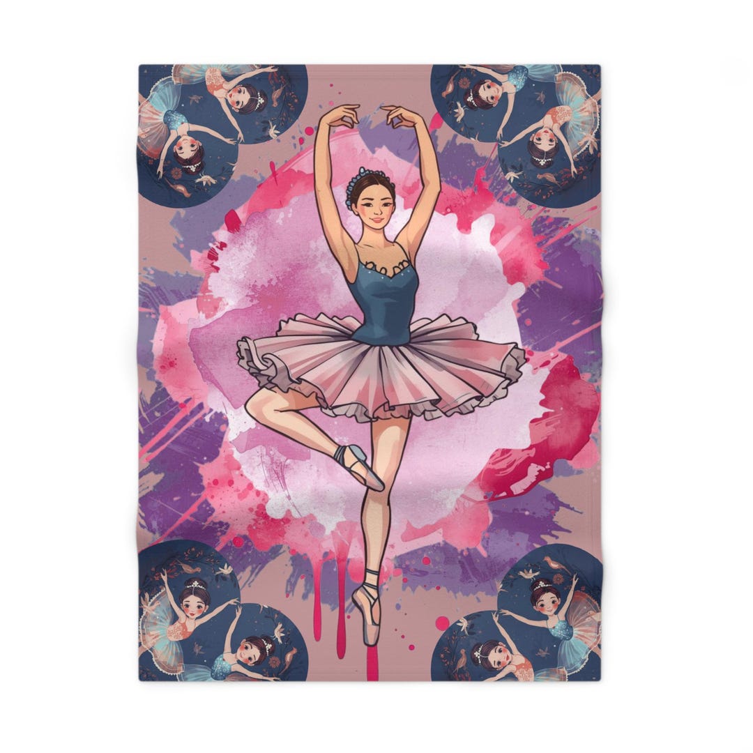 Ballet Dancer Illustration Baby Blanket | Pink Watercolor Tutu Toddler ...