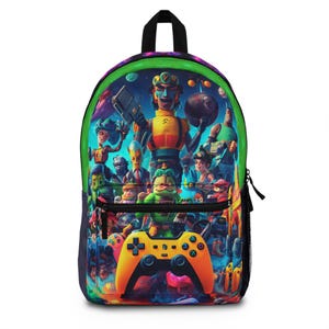 Retro Arcade Controller Backpack | Colorful Gamer Character Print
