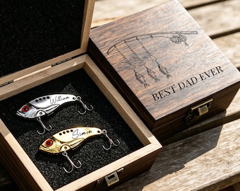 Personalized Fishing Lure Gift Set with Custom Box, Gift for Dad Grandpa Uncle, Father's Day Gifts, Retirement Gift, Custom Angler Gift
