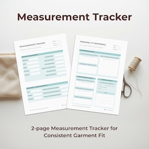 Sewing Measurements Tracker for Garment Fitting Printable PDF