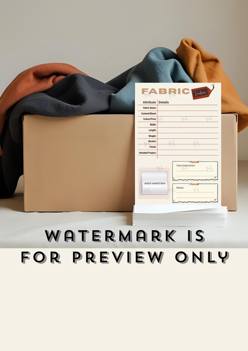 Printable Fabric Index Template | Fabric Inventory PDF PNG | Sewing ...