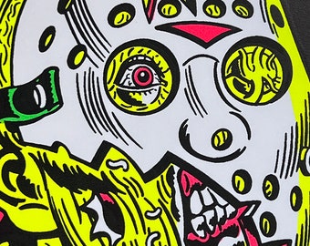 Friday the 13th Hand-Pulled Screenprint: Blacklight Fluorescent Art