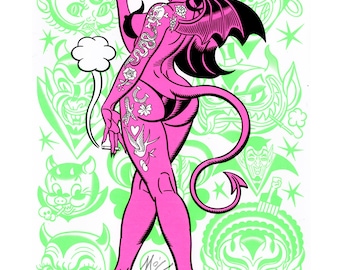 Pair of Devil Girl Tattoo Screenprints!