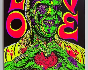 Zombie Love Siebdruck | Schwarzlicht-Leuchtfarbe (18x24)