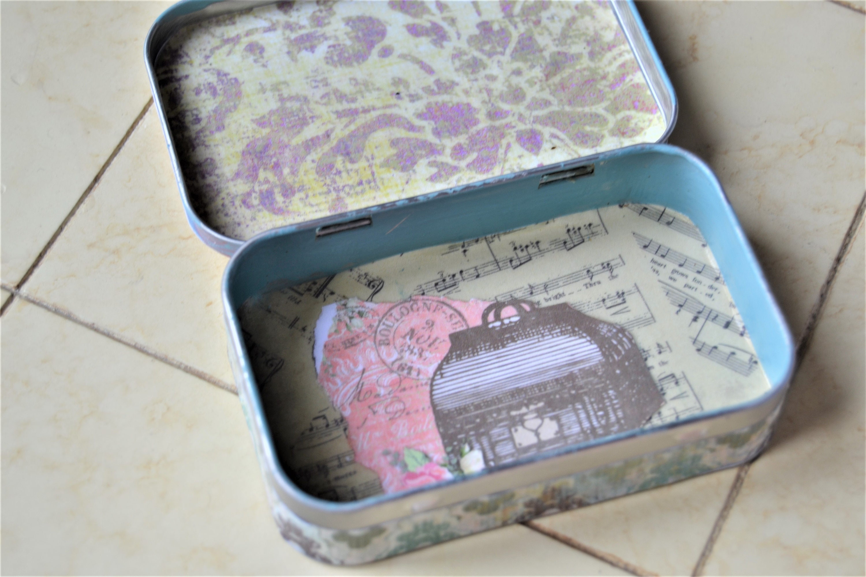 ALTERED ALTOID TIN Decoupaged Tin Storage Box Gift Card Holder Etsy