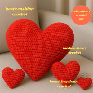 Crochet Heart Pattern PDF: Amigurumi Cushion, Keychain & Plush