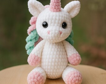 Pastel Crochet Unicorn Plush: Amigurumi Stuffed Animal (Pattern)