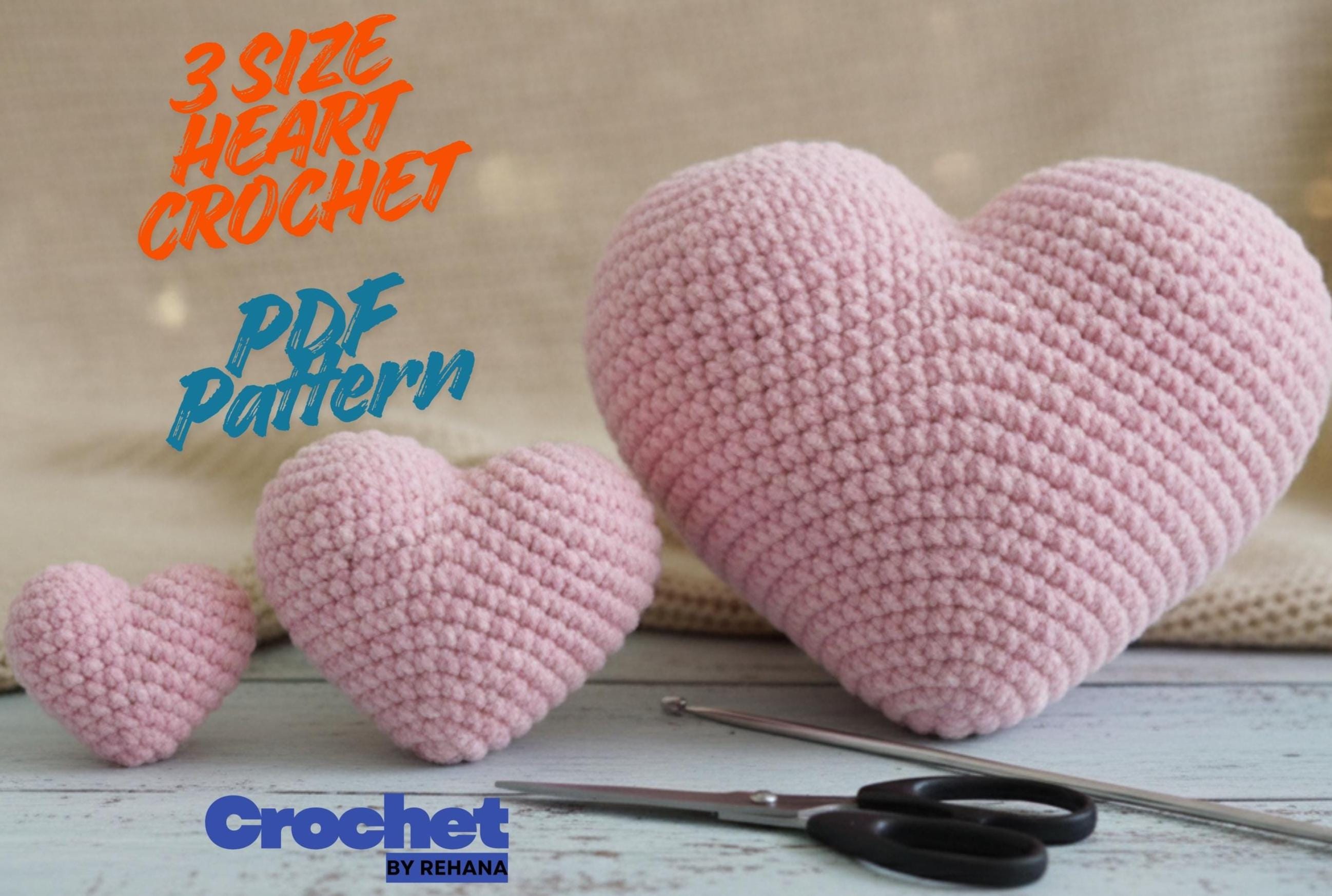 ハート あみぐるみ クッション ぬい かぎ針編みのハート型紙PDF：あみぐるみクッション、キーホルダー