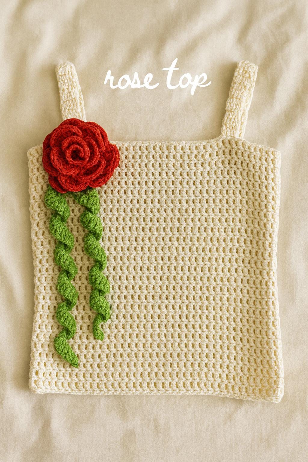 Crochet Rose Crop Top Pattern Boho Festival Clothing (PDF Pattern)