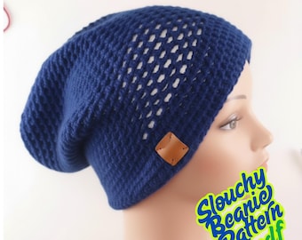 Crochet Slouchy Beanie Pattern, Easy Mesh Hat Pattern, Summer Lightweight Hat PDF, Beginner Crochet Pattern, Slouch Hat Tutorial