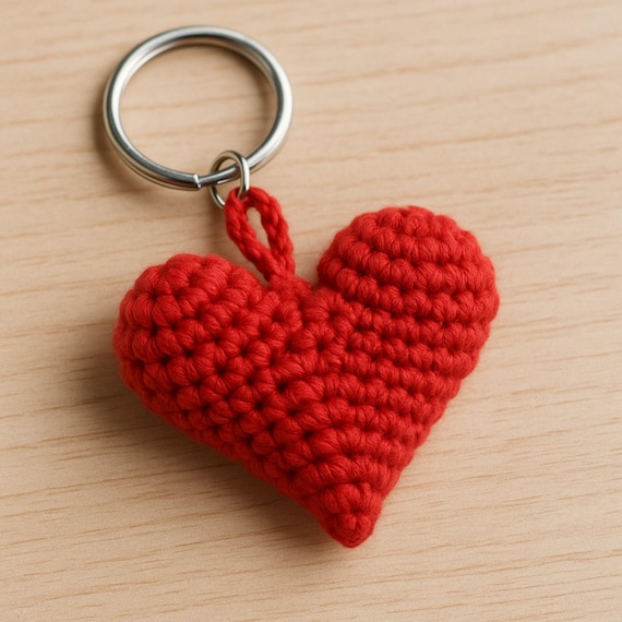 かぎ針編みのハート型紙PDF：あみぐるみクッション、キーホルダー