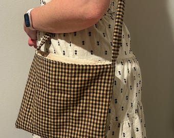 Handmade Quilted Tote Bag: Fall Fabric Eco-Friendly Market Purse