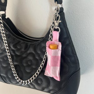 Chapstick holder keychain, lip balm holder, cute floral fabric keychain, gift for her, handmade, chapstick pouch, stocking stuffer