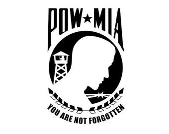 POW/MIA, Perma-Sticker, No Background, Waterproof, Black