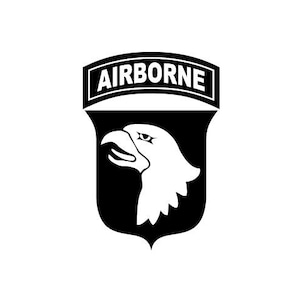 101st Airborne Division Patch Decal, Black and White, Permanent