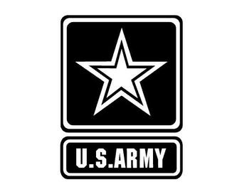 US Army Decal, UV Resistant Perma-Sticker, Black, No Background