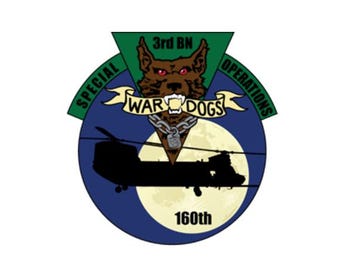 160th SOAR, Nightstalkers, Wardogs decal, Color, Permanent, 3-160