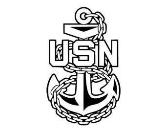 Navy Chief Anchor Decal, Perma-Sticker, Waterproof