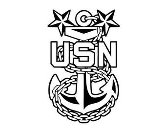 Navy Master Chief Anchor Decal, Perma-Sticker, Waterproof