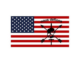 US Flag with Special Forces Nous Defions image perma decal