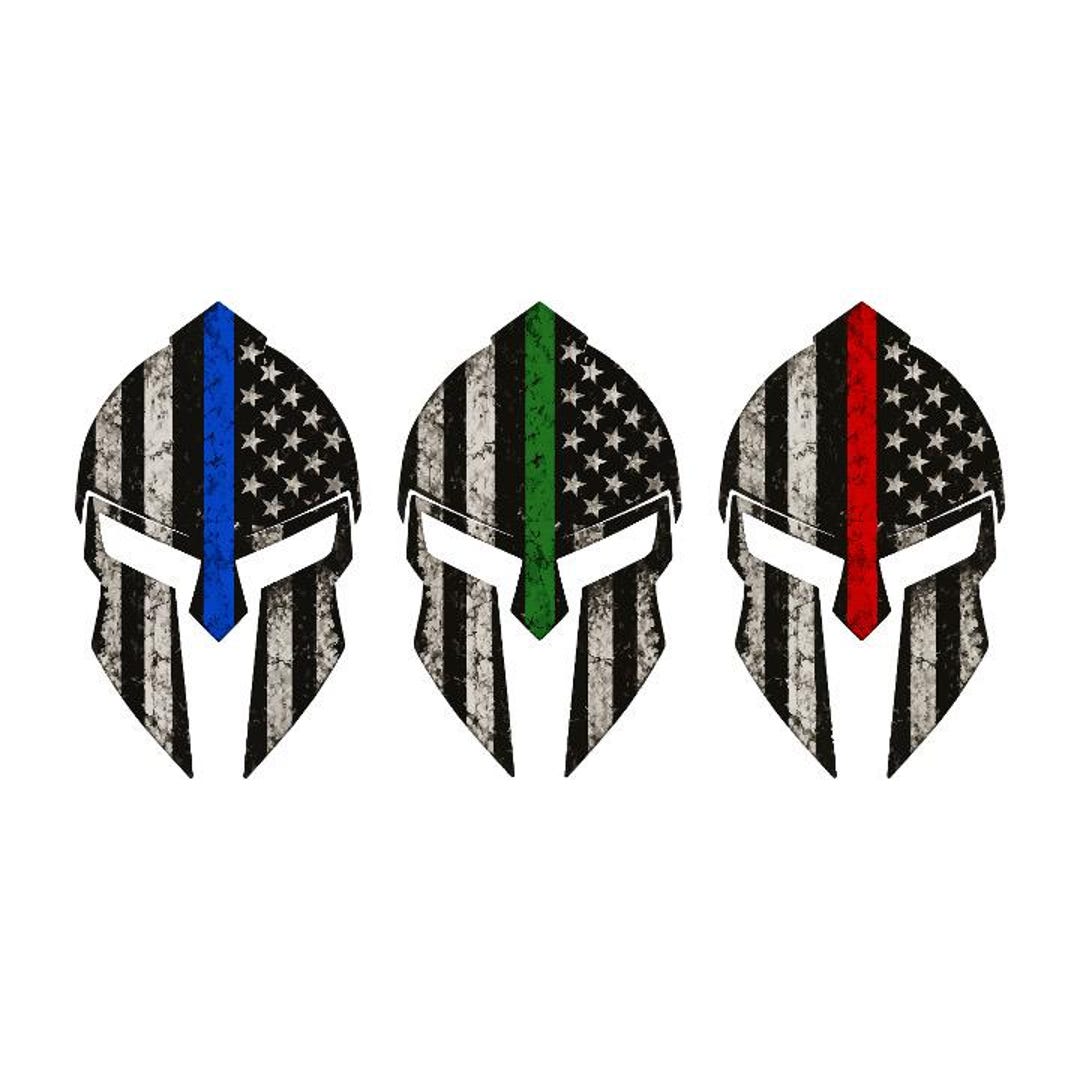 Distressed Spartan Helmet First-responder | UV Resistant Sticker, Decal ...