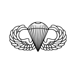 Basic Parachutist Airborne Wings, Perma-Sticker, No Background, Waterproof