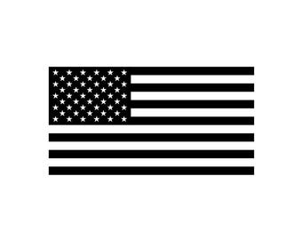Calcomanía de la bandera estadounidense negra / Adhesivo resistente a los rayos UV / Negro transparente / Envío gratis