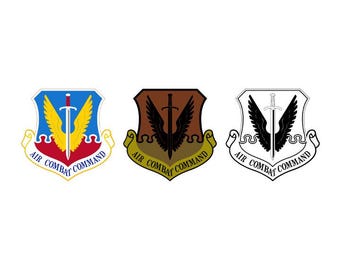 US Air Force Air Combat Command Decal, Perma-Sticker, set of 3