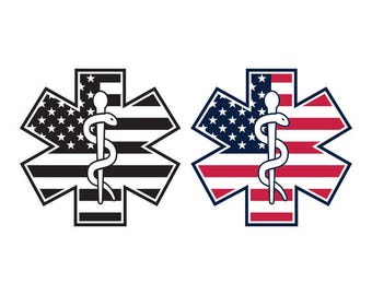 Star of Life American Flag | Permanent Decal | Multiple Options