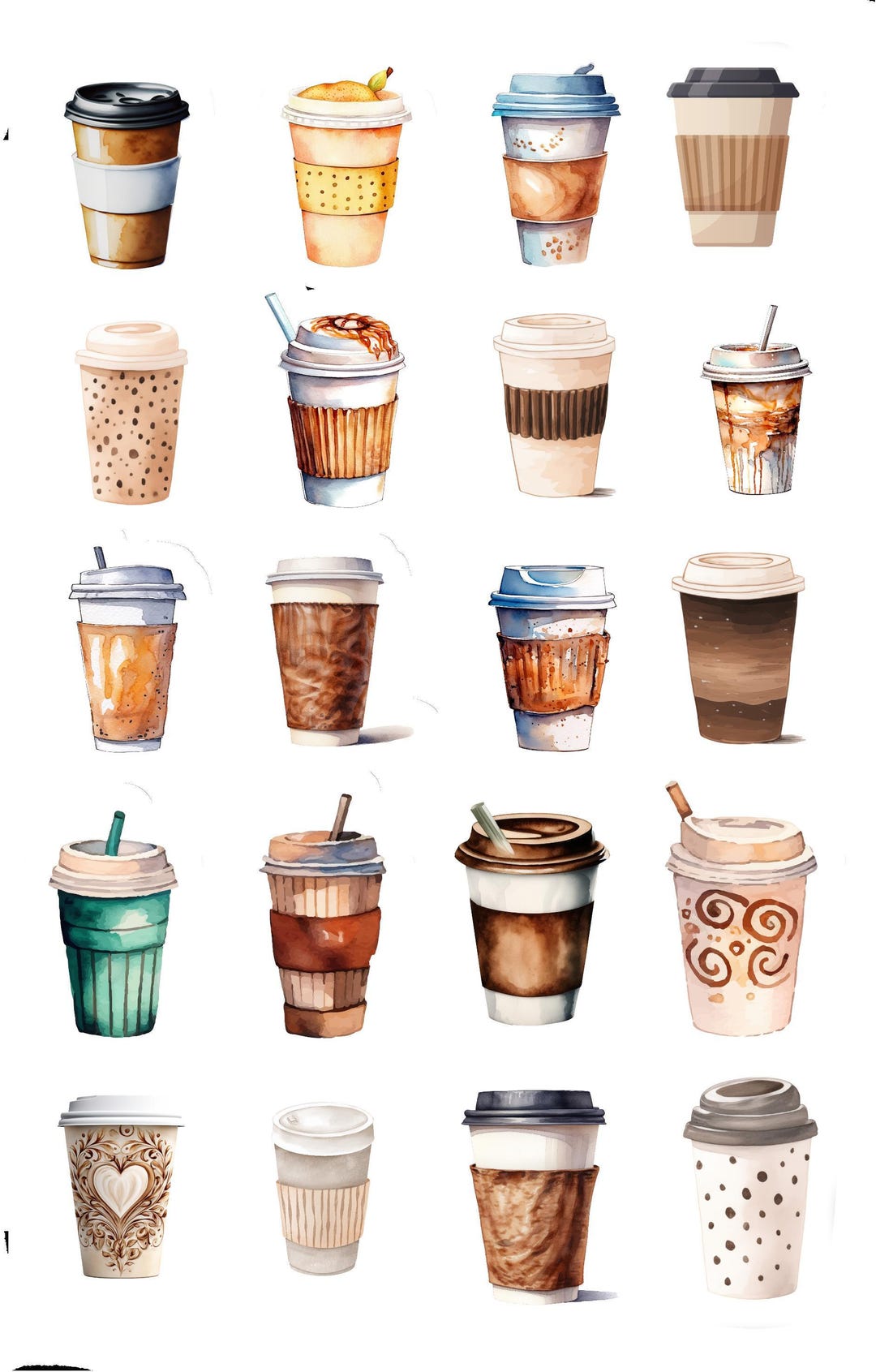 Coffee Cup to Go Stickers - Journal Scrapbook Decals - Etsy