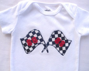 Racing  Bodysuit / Race Flags / Your Choice of Numbers