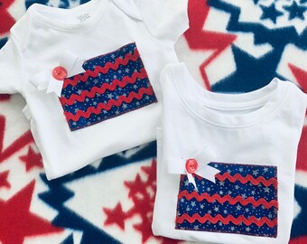 USA Flag Shirt Toddler tee shirt or baby bodysuit /Patriotic/Baby Girl