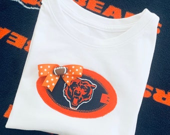 Bears Toddler or Baby football tee shirt or bodysuit.  Boy or Girl.  With or without Bow