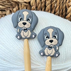 2 stitch stoppers, needle caps DOG made of silicone knitting needle stoppers, knitting stoppers, knitting needle stoppers, knitting needles, silicone beads, dachshund