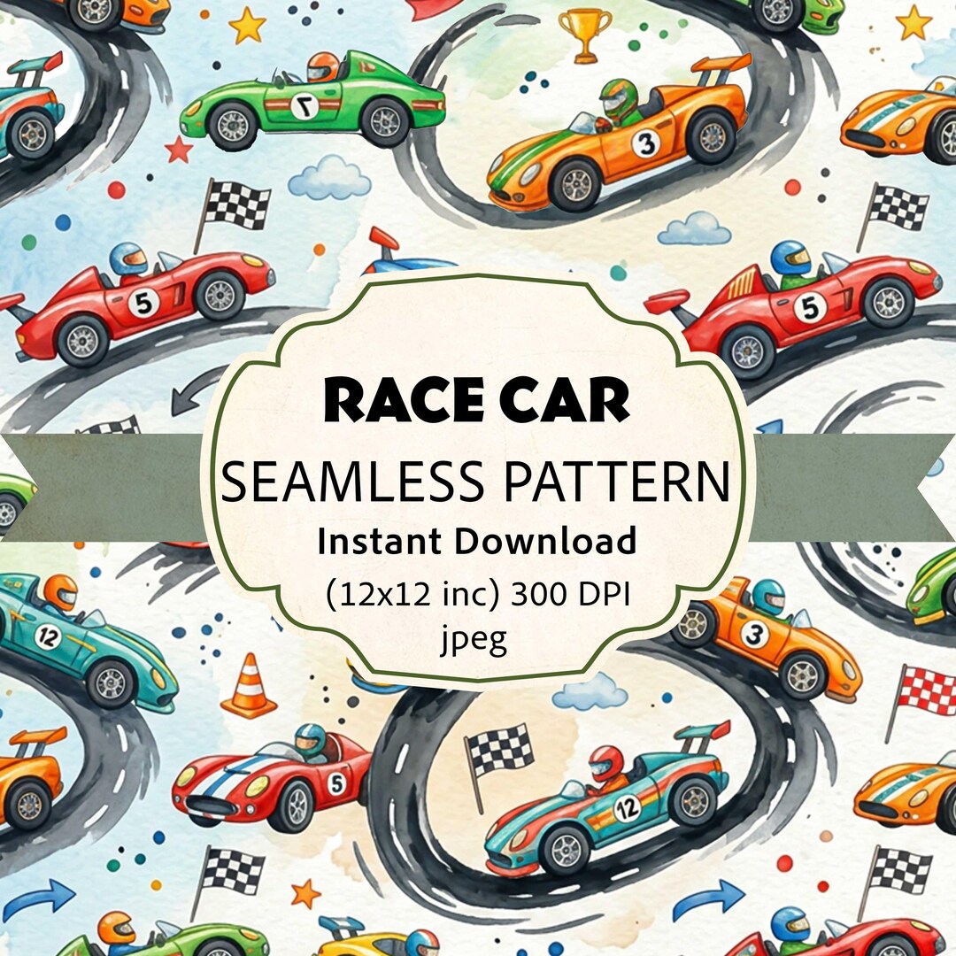 Auto Racing Pattern Race Cars Seamless Pattern, Seamless Pattern, Cartoon Racing Design ...