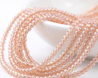 8/0 Perles de rocailles japonaises pêche clair transparent 3 mm | Perles de verre True Cut | Fournitures pour perles | Perles pour fabrication de bijoux | Perlage indigène
