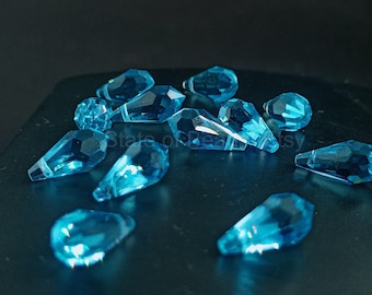 Swarovski 6000 Sky Blue Drop Charms, 13x6.5mm Top Drilled Beads For Jewelry Making, Austrian Crystal, Drop Pendants