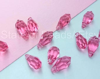 Swarovski 6000 Teardrop Beads, 11x5.5mm Pink Sparkling Crystal Drop Charms for Jewelry Making