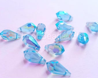 Swarovski 6000 Drop Pendants 11x5.5mm, Sky Blue AB Beads for Jewelry Making, Faceted Glass Charms, DIY Earrings & Necklaces