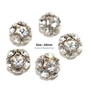 Vintage Swarovski Rhinestone Silver Balls, 2-100pcs Brass Beads, 18mm Bling Rhinestone Spacers - High Quality Sparkling Silver Ball Beads