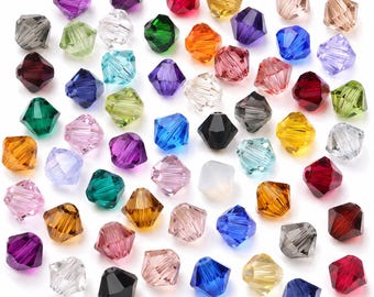 Swarovski 4mm Crystal Bicone Beads, Austrian Faceted Glass Beads for Jewelry Making, Multi Color DIY Bracelet & Necklace Craft Supplies