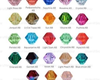 Swarovski 4mm AB Bicones Beads, Rainbow beads, DIY jewelry making, couture embellishment