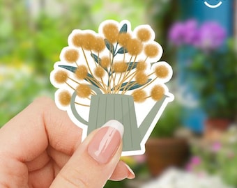 Adesivo per annaffiatoio estivo da 3,2", decalcomania in vinile floreale da giardino, simpatico adesivo per amanti delle piante per bottiglia d'acqua, laptop, diario, regalo per giardinieri.