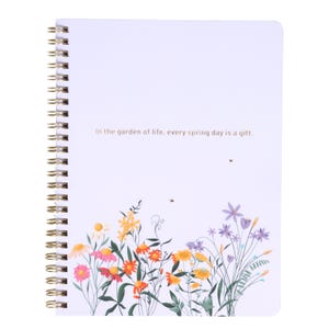 Spring Meadow Floral Spiral Notebook – Aesthetic Journal with Wildflower Cover, College Ruled Writing Notebook, Pretty Floral Gift for Women